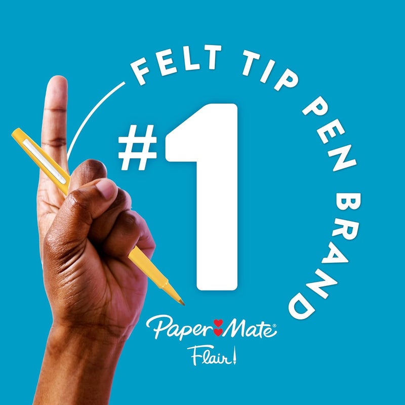 Papermate Flair Felt Tip Pens, Medium Point (0.7mm), Assorted Colors, 12 Count - For Arts & Crafts, Note-Taking, Journaling, School Supplies for Teachers & Students - Image 5